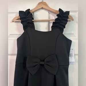 NWT Bonnie Jean Girls Black Bow Jumpsuit Size 16 Shirred Straps